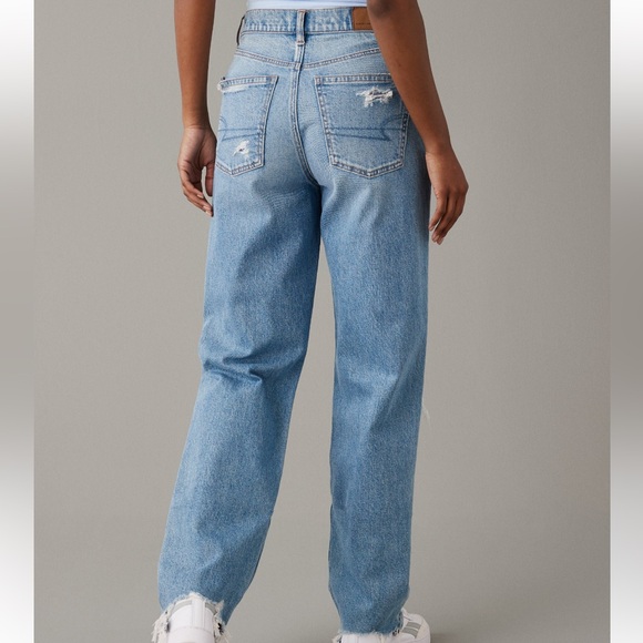 Plus Size AE Distressed Mom Jeans - Picture 2 of 4